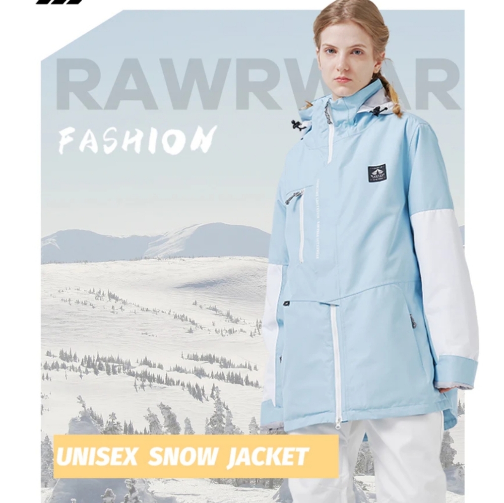 RAWRWAR Powder Space Colorblock Sleeve Winter Parka Snowboarding Jacket - Picture 11 of 12